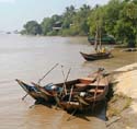34 Boats at the river bank across from Yele Paya