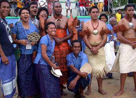 Fiji Delegation Hams it Up--Opening Ceremony