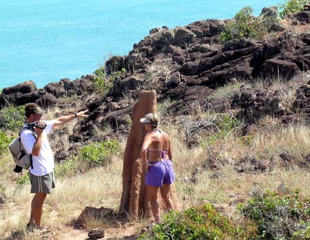 Alan sets up a photo of Kevin at termite mound, Cape York