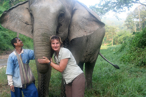 IMG_5882 Karen braves an elephant hug